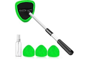 desin Windshield Cleaning Tool, Car Window Cleaner Windshield Cleaner with 4 Reusable and Washable Microfiber Pads and Extendable Handle Auto Inside Glass Wiper