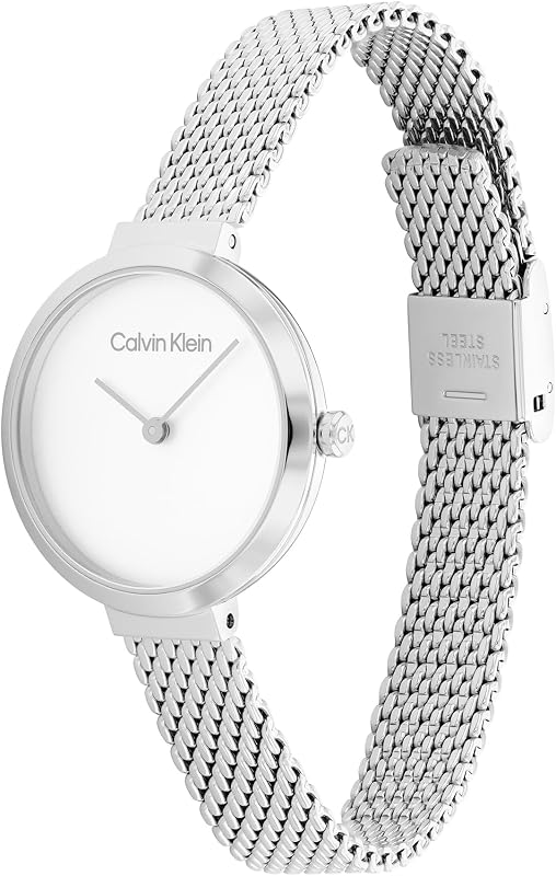Montre Analogique à Quartz pour Femme Collection Minimalistic T Bar 28MM Mesh avec Bracelet Milanais en Acier Inoxydable Argenté - 25200082