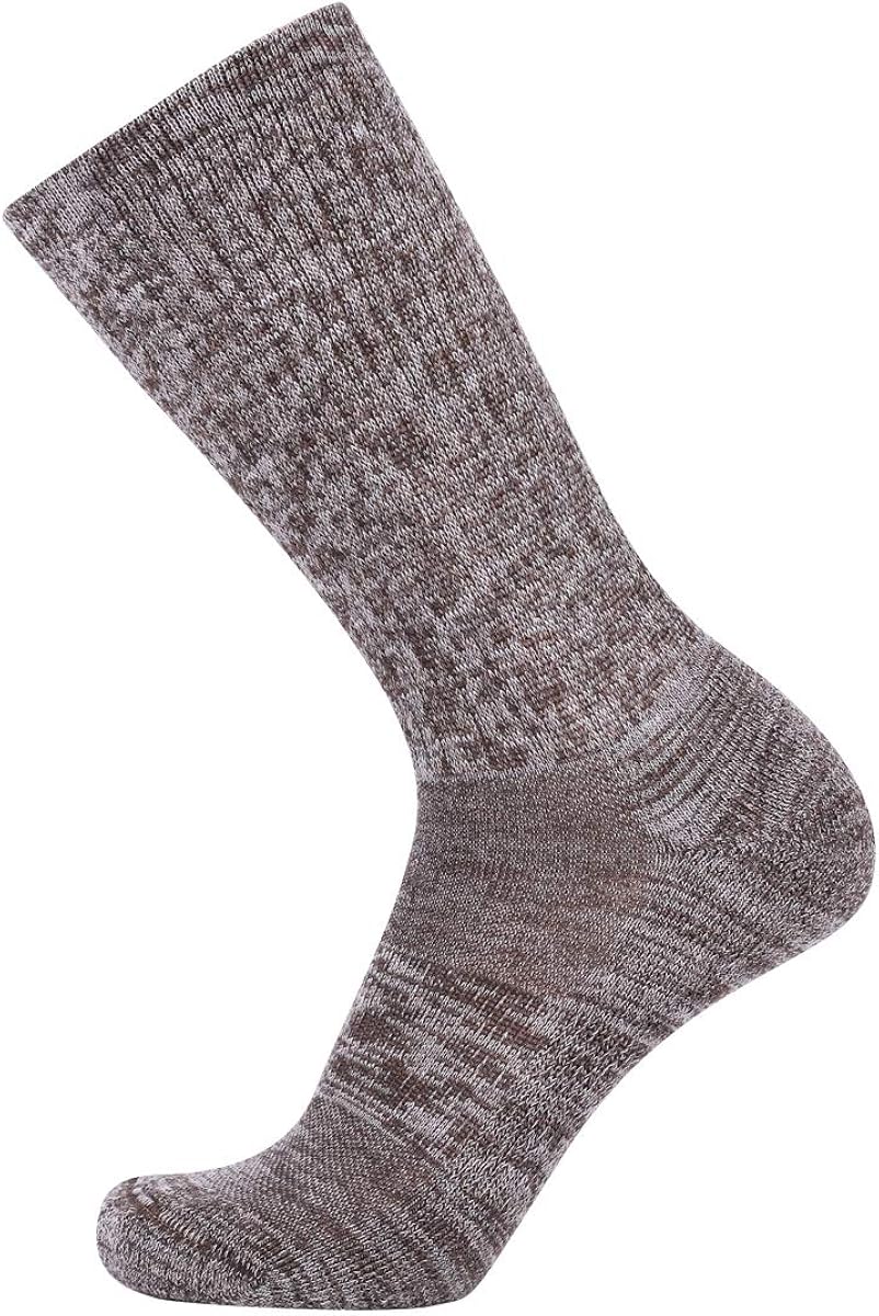 EnerWear 4 Pack Women's Merino Wool Outdoor Hiking Trail Crew Sock (US Shoe Size 4-10, Light Grey/Blue/Multi): Clothing