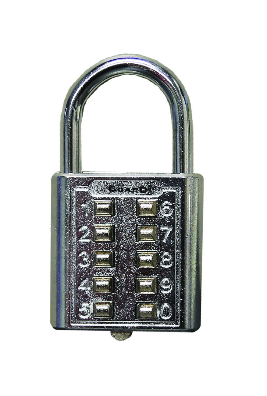 Ultra Hardware 55155 Heavy Duty Push Button Combination Padlock with 5