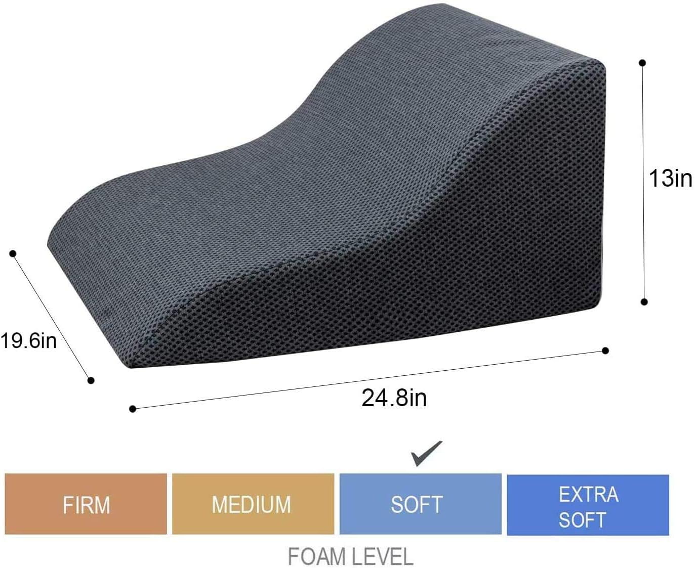 AngQi Supportive Foam Bed Wedge Pillow with Removable Cover - Incline Cushion for Anti Snoring, Heartburn, Reading, Lower and Upper Back Pain - Sleeping Pillow (Black-Gray): Health & Personal Care