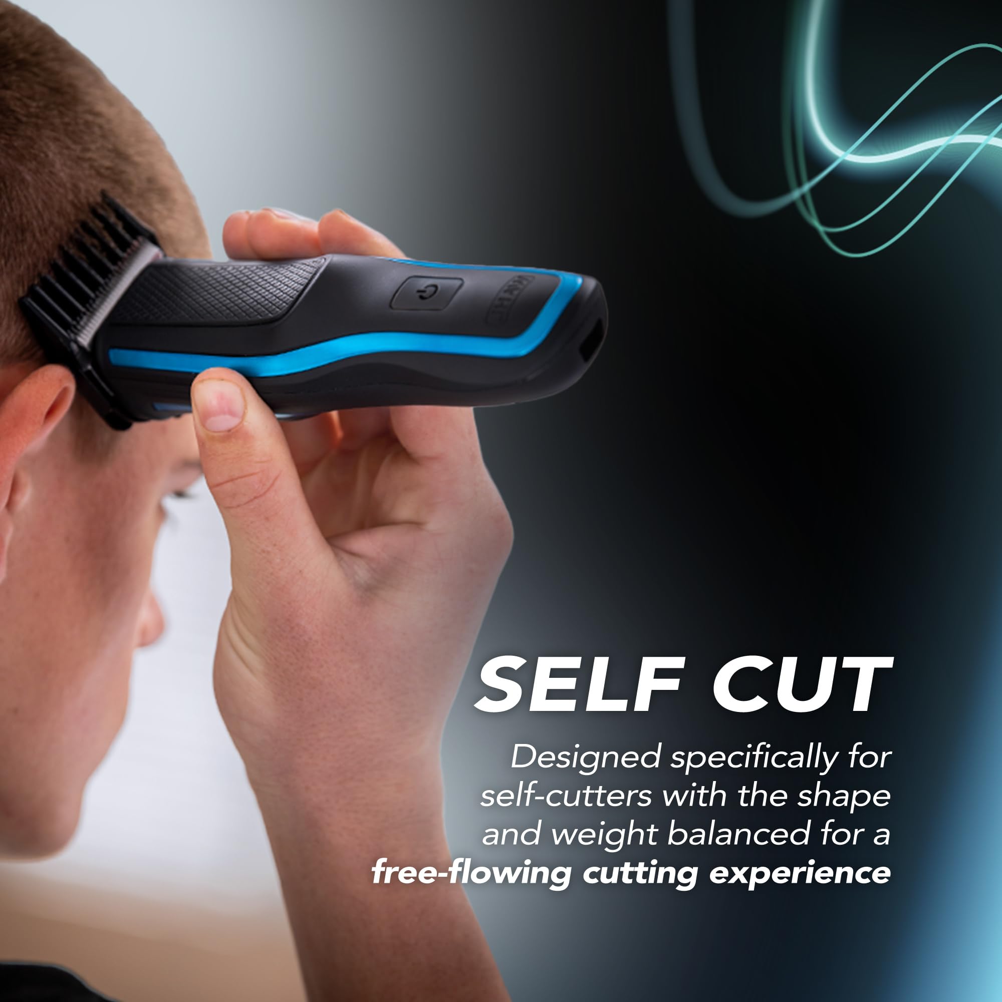 WAHL Self Clip 360 Clipper Kit - Haarschneidemaschine, kabellos, schwarz, 10 Aufsteckkämme, USB-Aufladung, langlebiger Akku, zur Heimanwendung, abwaschbarer Schneidsatz, guter Grip, sehr leicht 4