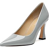 AMBELIGHT Women's Pumps Closed Pointed Toe High Heels Classic Slip On Pumps Sexy Patent Leather Stiletto Heels 3 Inch Wedding Bride Formal Dress Heel Shoes for Women
