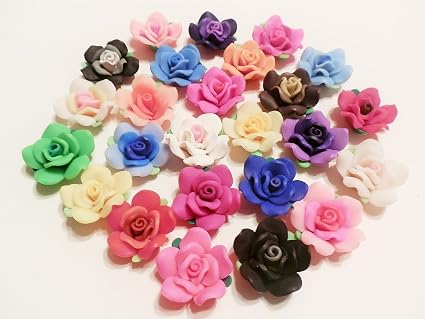 Neuf 100 Grande Fleur Rose Argile Fimo Polymère Perles 30 Mm