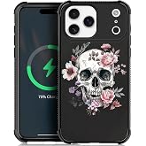 Goodsprout Compatible with iPhone 18 Pro Max 17 Pro Max Case,for MagSafe Amazing Pattern Design Shockproof Anti-Scratch Hard PC Back Case for iPhone 18 Pro Max 17 Pro Max White Skull Pink Rose