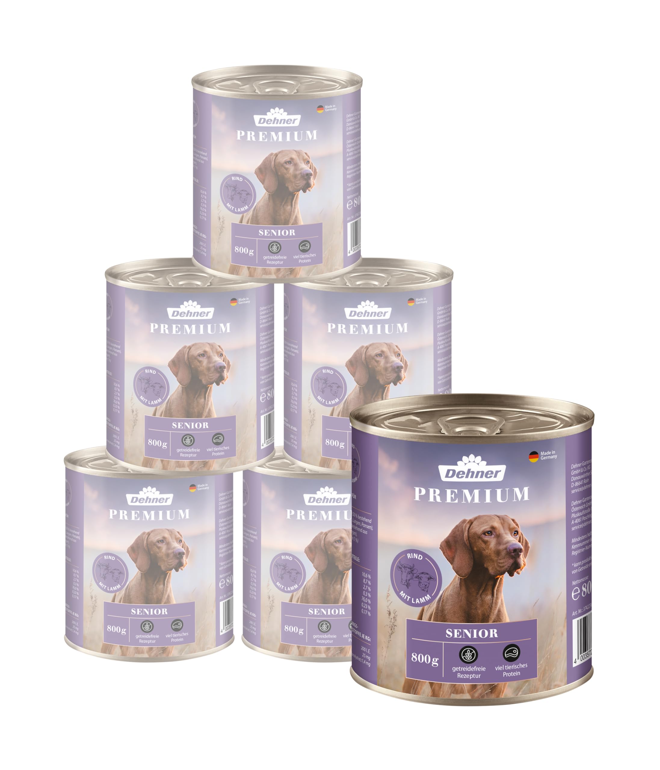 Dehner Selection 6 x Dog Food Senior Beef, Lamb and potatoes 800 g (4.8 kg)