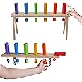 MEAVIA Wooden Falling Domino Wall/Stand; Colorful Toppling Domino Blocks for Kids