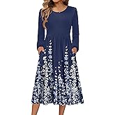 Zeagoo Long Sleeve Dresses for Women 2026 Fall Winter Casual Flowy A-Line Boho Midi Party Long Dress with Pockets