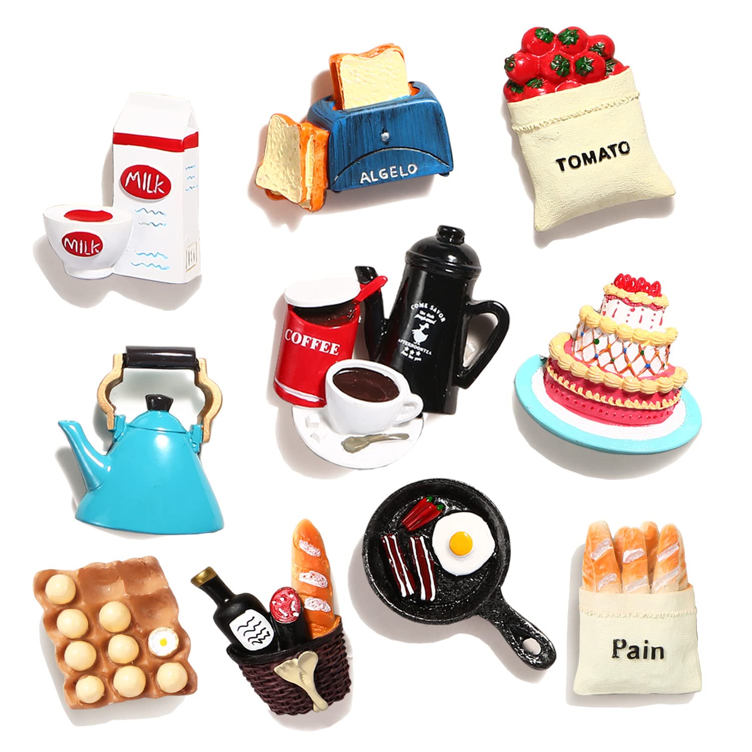 Photo 1 of 10pcs Food Fridge Magnets for Fridge Fun Cute Magnet Refrigerator Stickers for Kitchen Magnet Decorative Strong Resin Magnets Home Decor Office