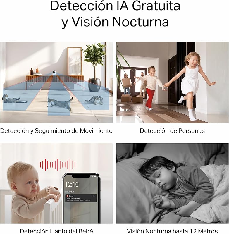 MC210 - Cámara vigilancia wifi interior 360°, 2K 3MP, Bebé