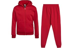 Quad Seven Boys' Fleece Jogger Set - 2 Piece Basic Solid Full Zip Hoodie and Sweatpants for Boys (Size: 8-18)