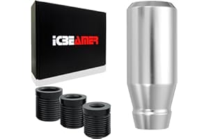 ICBEAMER Silver Aluminum Shift Knob, Fit Automatic and 4, 5 and 6 Speed Manual Transmission Vehicles, Interior Car Gear Lever Stick Shift Handle Automotive Replacement Parts, 1 Piece