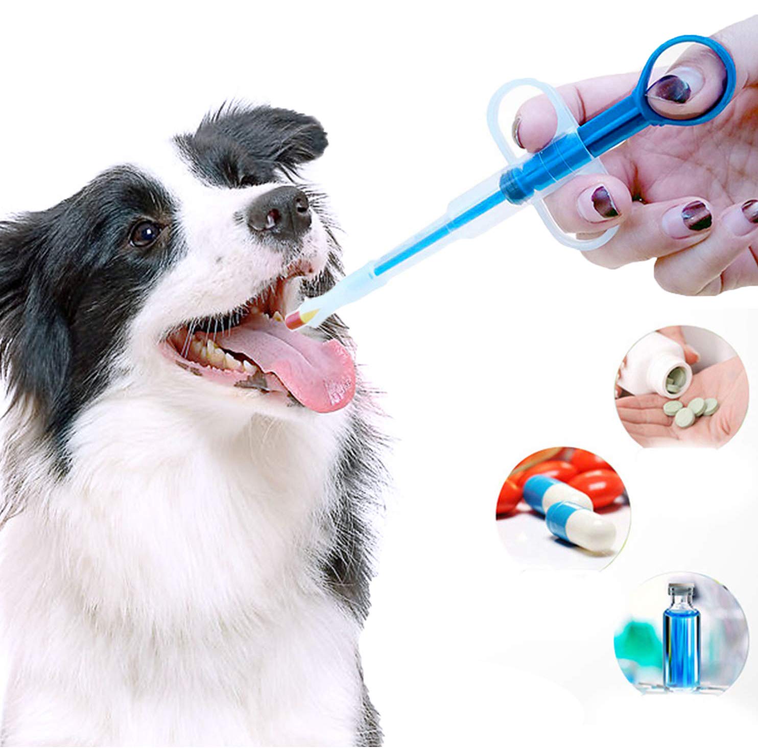 Pet Pill Feeder Safety Dog Cat Tablets Feeder Pill Pusher Pill Gun Pill Popper Soft Silicon Tips Feeding Syringe Plunger Capsules Liquid Medicine Nursing Feeding Tool Dispenser For Small Animal
