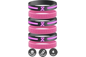 INKSTONE (6-pack) Breast Cancer Awareness Pink Ribbon Bracelets - Bulk Pack of 6 Silicone Rubber Wristbands to Symbolize Hope, Courage, Strength, and Support - Breast Cancer Gifts Jewelry Apparel Accessories…