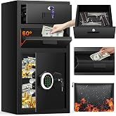 7.5 Cub Drop Safe for Business, Depository Safe with Quick Place Drop Slot | Deposit Safe with Drawer, Digital Keypad, Spare Key, Alarm, Heavy-duty Cash Drop Safes for Commercial Bussiness Retail Office