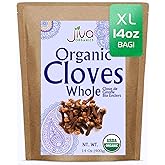 Jiva Organic Cloves Whole 14 Ounce Bulk Bag - Non-GMO, Keto Friendly, Non Irradiated - Fresh Organic Dried Clove Buds Bulk