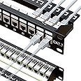 iwillink 10Gbps 24 Port Cat7 RJ45 Through Coupler 1U Shielded Patch Panel STP 19-Inch with Back Bar, Wallmount or Rackmount, 