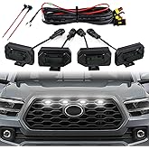 Seven Sparta 4 PCS Grill Led Lights with Fuse Adaptor Compatible with 2020-2023 Toyota Tacoma TRD Off Road & Sport OEM Front Grille, Half-Cover (White Light with Black Shell)