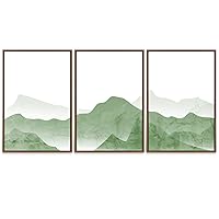 SIGNWIN 3 Piece Framed Canvas Wall Art Mountain with Fog Canvas Prints Home Artwork Decoration for Living Room,Bedroom - 16