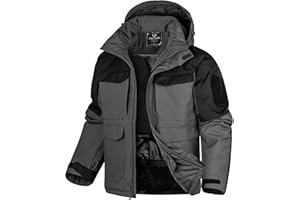 FREE SOLDIER Men's Waterproof Ski Winter Jacket Warm Winter Snow Snowboard Coat with Multi Pockets Detachable Hood