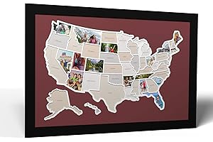 THUNDER BUNNY LABS 50 States USA Photo Map - Frame Optional - Made in America (Sienna, Without Frame)