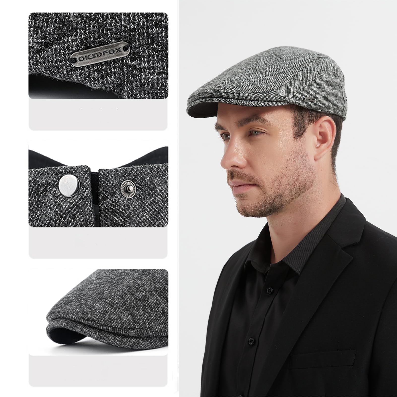 EKMTBJXY Flat Beret Men's Peaked Cap Cotton Beret Newsboy Driving Cabbie Cap Flat Cap