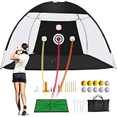 10 x 7ft Backyard Golf Practice Net with Mat for Indoor/Outdoor Hitting