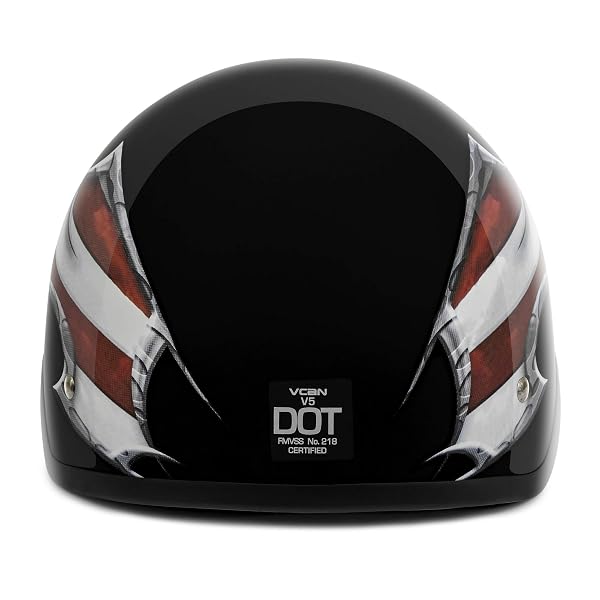 VCAN – V505USA24 CRUISER PATRIOTIC EAGLE USA GRAPHICS MOTORCYCLE HALF HELMET (GLOSS BLACK, LARGE)