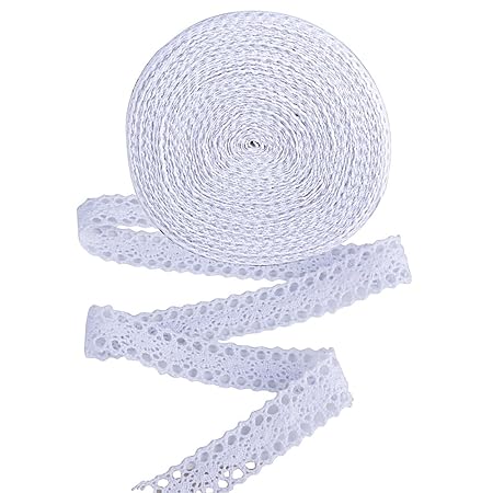 AONER 20 m Spitzenbordüre 2 cm Breite Spitzenborte Baumwolle Vintage Spitzenband Spitzenstoff Spitze Band Zierband Borte Bord