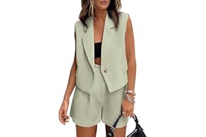 KIRUNDO Womens Summer Two Piece Sets Button Sleeveless Crop Vest Blazer and High Waisted Shorts Suit Set Casual Outfits