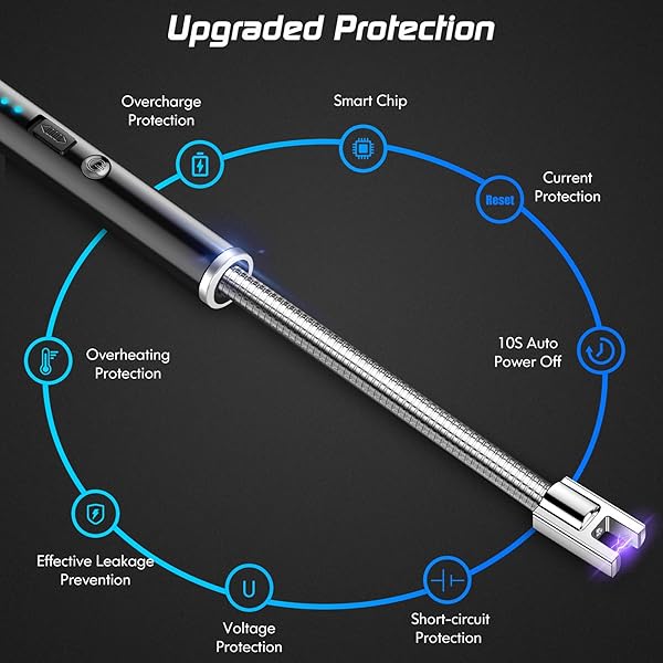 SUNMINE CANDLE LIGHTER ELECTRIC ARC LIGHTER USB RECHARGEABLE LIGHTER WITH 360° FLEXIBLE NECK LED DISPLAY FOR CAMPING COOKING BBQS FIREWORKS