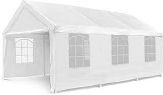 Nexos Hochwertiges Festzelt Partyzelt Pavillon 4x6 m weiß mit Seitenteilen für Garten als Unterstand Plane wasserdicht PE Dach 180 g/m² Stahlrohre
