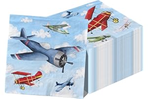 40pcs Airplane Party Decorations Airplane Party Napkin Supplies Helicopter Blue Sky White Theme Disposable Paper Napkin For K