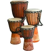 Djembe Beginner carved,10" tall, 5-6" head | Handmade drum with natural materials; warm, resonant sound for beginners, performers, and percussion practice.