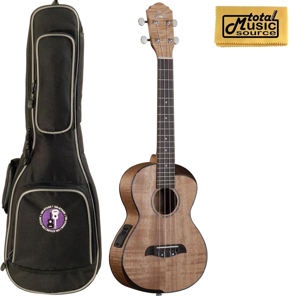 Oscar Schmidt OU800TE Comfort Series Tenor A/E Ukulele, Flame Maple Top,Back & Sides w/Bag & PC