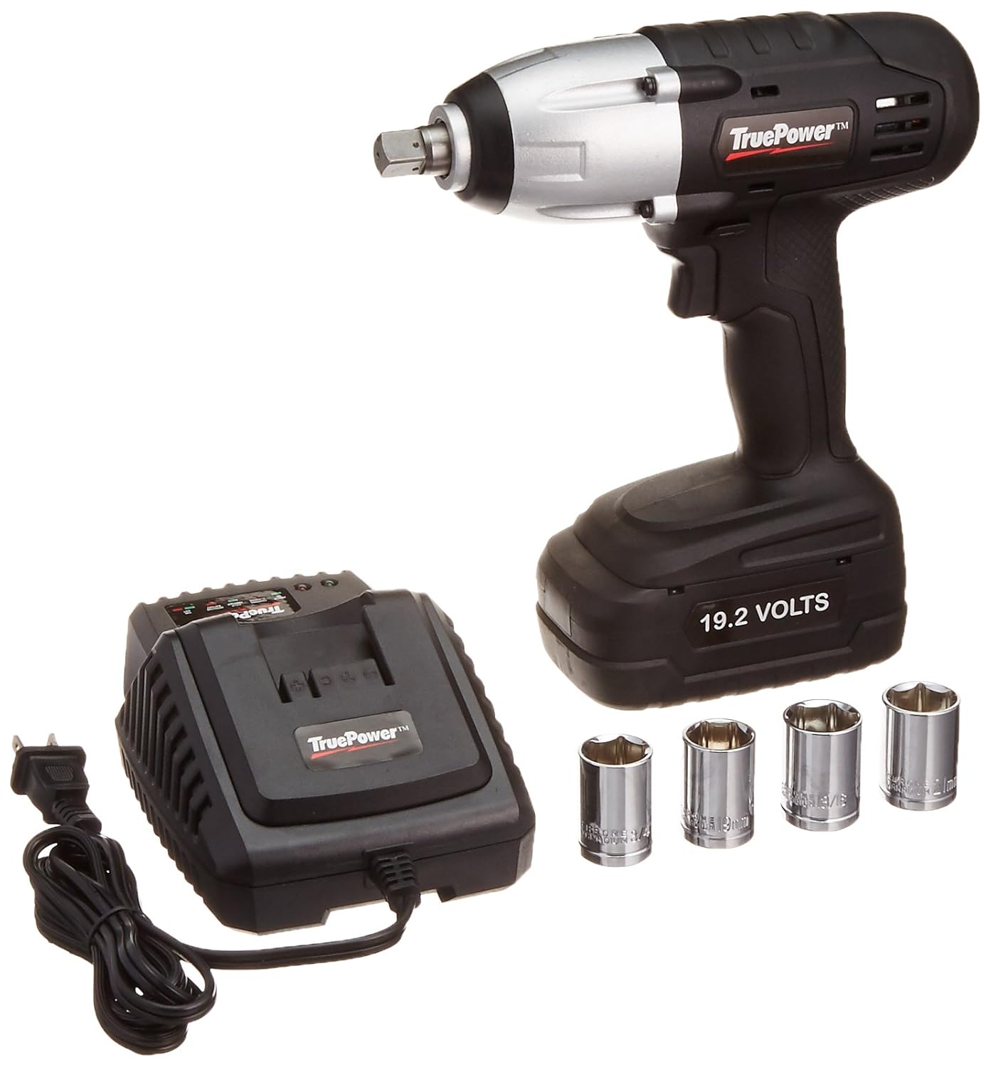 TruePower 300 FT.LBS 1/2 Inch Drive Cordless Impact Wrench Kit, 19.2
