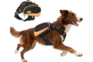 XUVIRA Dog Backpack Suitable for Medium-Sized Dogs, Adjustable Lightweight Pet Harness, Built-in Poop Bag Dispenser, Waterproof and Safe, Suitable for Hiking, Puppy Training, Or Daily Walks, M