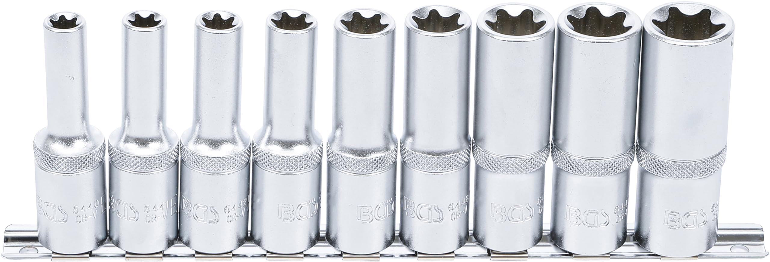 BGS 2026 | Socket Set, E-Type, deep | 12.5 mm (1/2") Drive | E10 - E24 | 9 pcs.