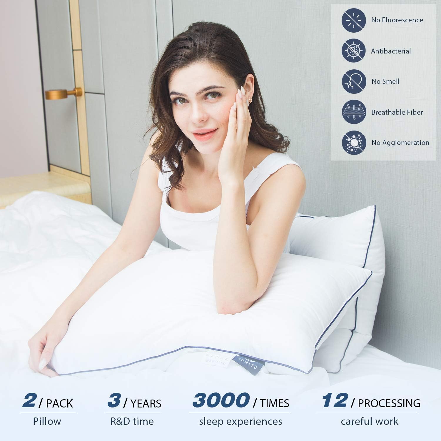 SUMITU Bed Pillows for Sleeping 2 Pack Standard Size 20 x 26 Inches, Hypoallergenic Pillow for Side and Back Sleeper, Soft Hotel Gel Pillows Set of 2, Down Alternative Cooling Pillow: Home & Kitchen