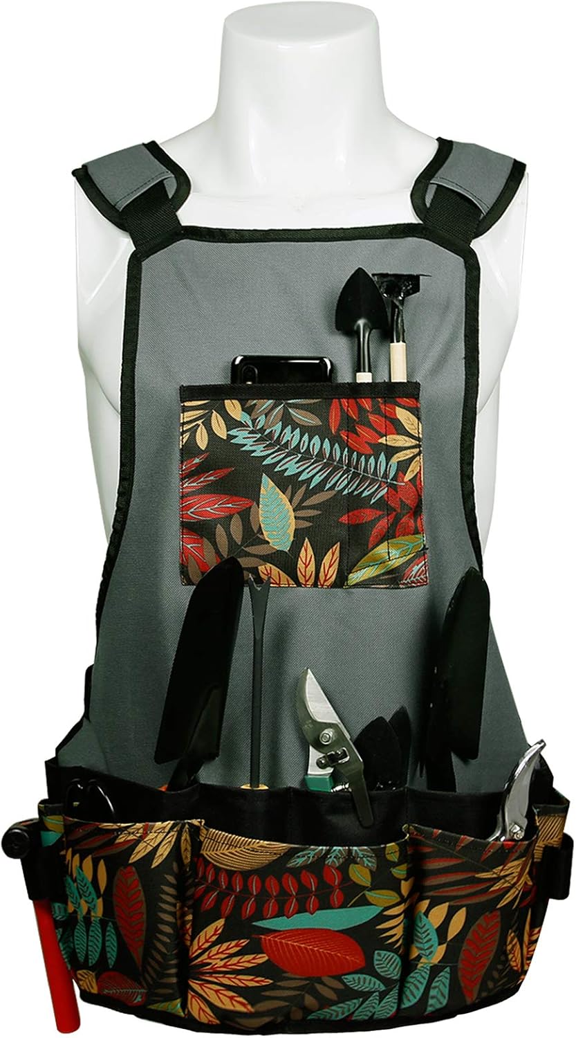 æ— Garden Apron with Tool Pockets, Adjustable Oxford Cloth