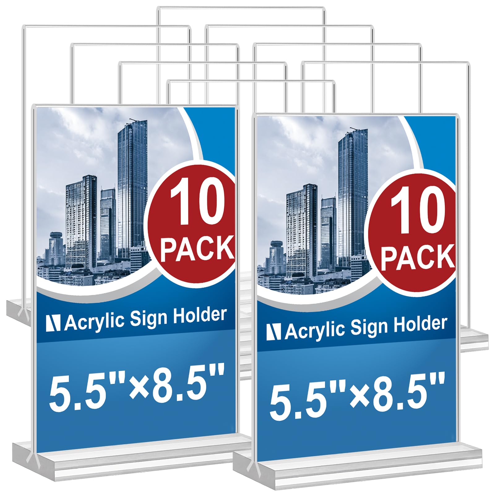 Acrylic Sign Holder 5.5 x 8.5, 10 Pack Double-Sided