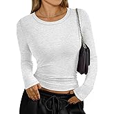 Trendy Queen Womens Long Sleeve T-Shirts Basic Crop Tops 2026 Spring Fashion Outfits Going Out Winter Clothes