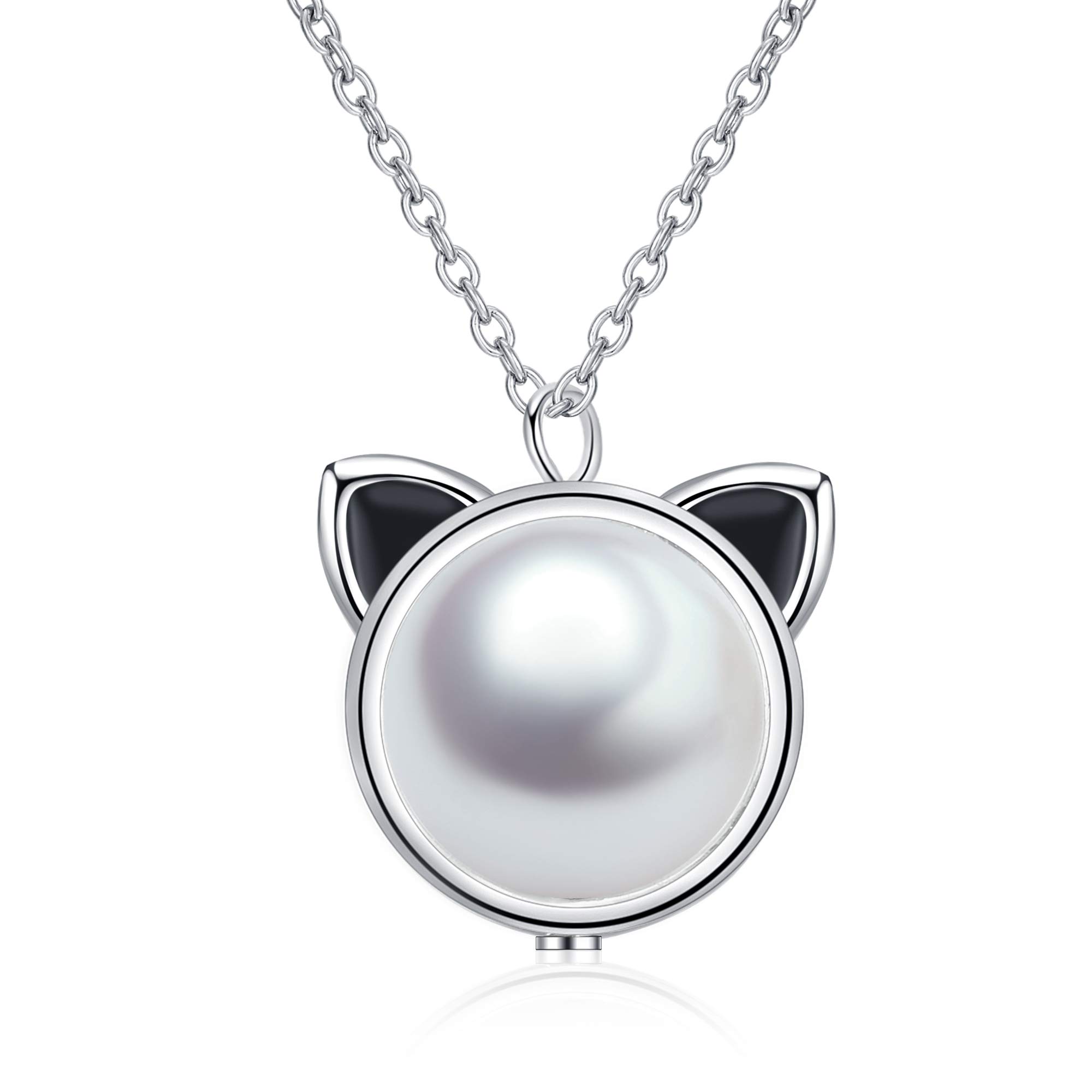 Cat Necklace Sterling Silver with Pearl Pendant Jewellery Gifts for Women Girls