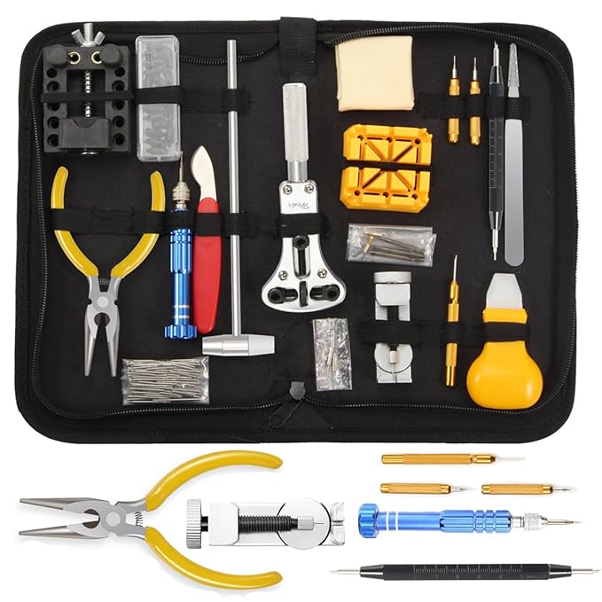 ?Upgrade-Version ? Sopoby Uhrenwerkzeug Set 146tlg Uhrmacherwerkzeug Uhr Werkzeug Tasche Reparatur Watch Tools in schwarze Ny