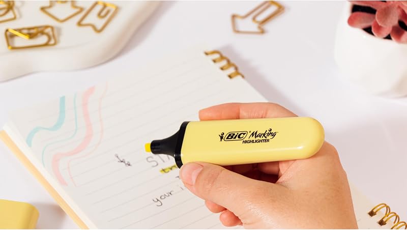 Marking Flat Highlighter Pastel/Neon Subrayadores de Punta Biselada - Colores Surtidos, Caja de 16