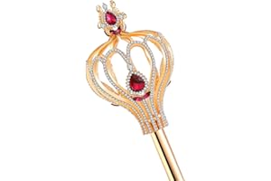Pensoda Royal Cross Christmas scepter Magic Party wand pageant Costume Accessory. (Gold-red)