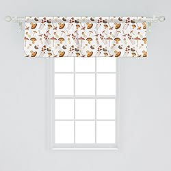 Ambesonne Autumn Window Valance, Colorful Mushroom