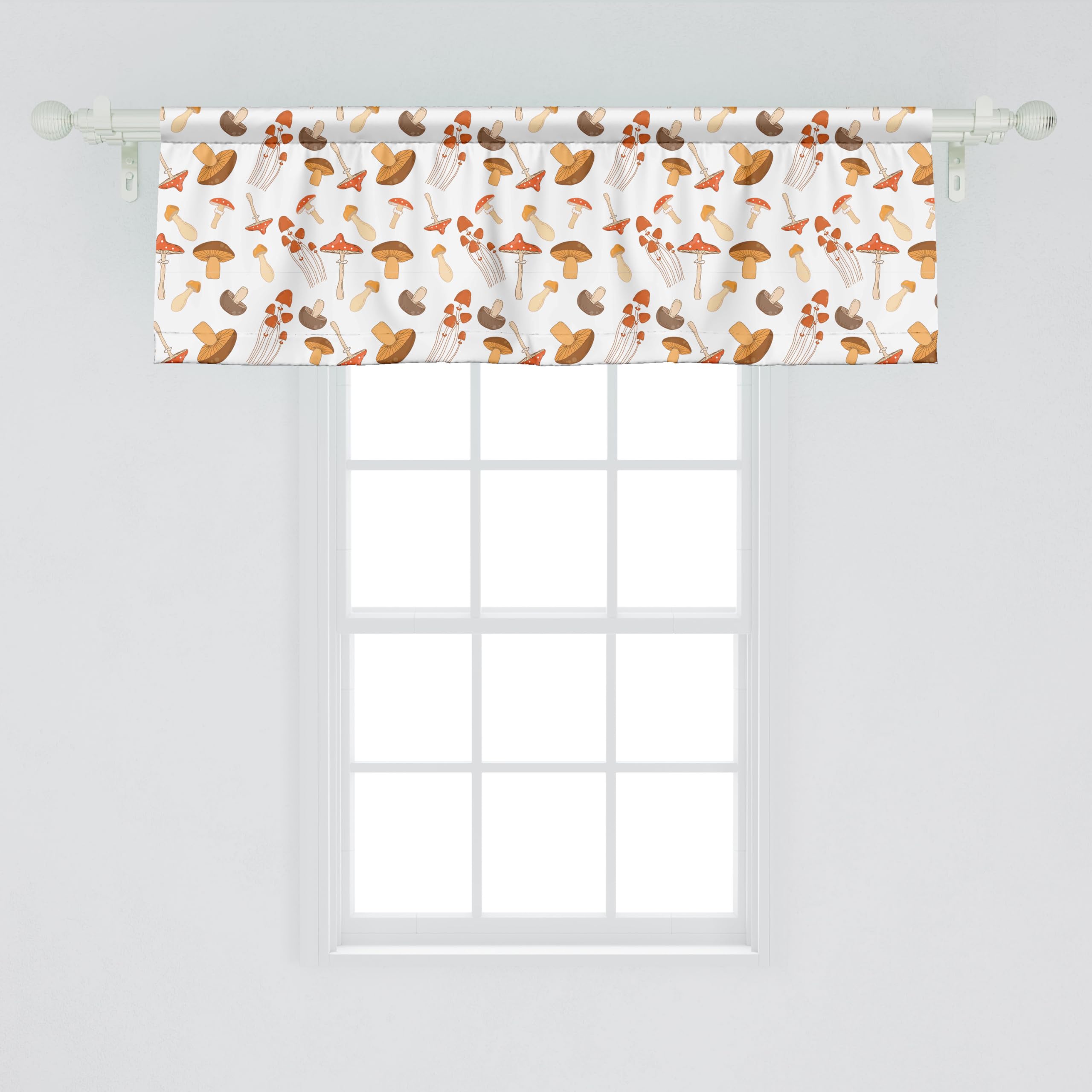 Ambesonne Autumn Window Valance, Colorful Mushroom