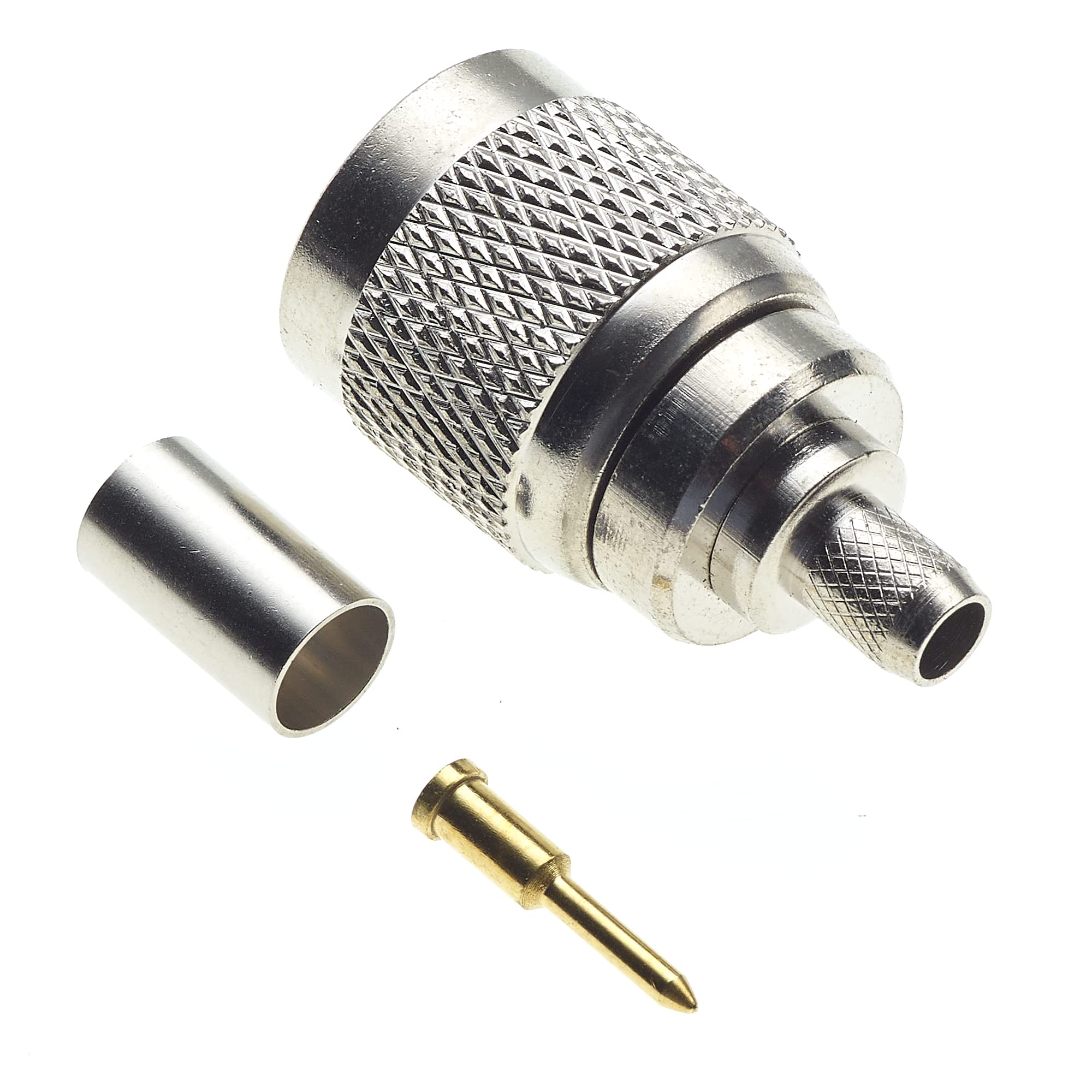 Keple N Male Crimp Type RG59U - N-Type Plug For RG8X RG-8X LMR240, RF Coaxial Adapter Connector Nickel Plated With Gold Pins Machined Brass Construction - Pack Of 2