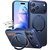TORRAS Upgraded 360 Magnetic Stand for iPhone 17 Pro Max Case, Fit for MagSafe with Ring, 4X Mil-Grade Protection, Camera Control, Translucent Slim for iPhone 17 ProMax Case Ostand, Deep Blue